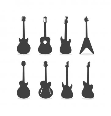 Silhouette akustik yarı akustik ve elektro gitar