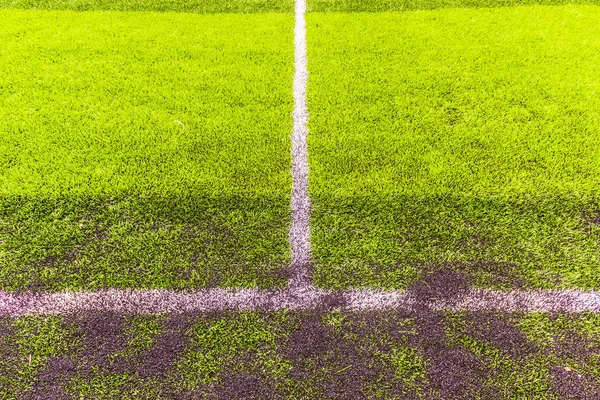 Straf Gebied Witte Lijnen Van Kunstmatige Praktijk Voetbalveld Stedelijke Overdag — Stockfoto