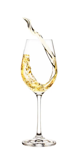Splash białego wina w szkle — Zdjęcie stockowe