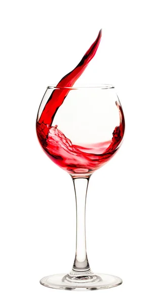 Stänk av rött vin i ett glas bägare — Stockfoto