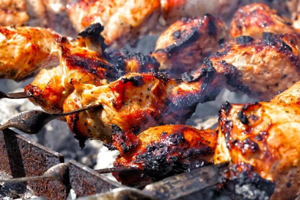 М'ясо на грилі на шампурі — стокове фото