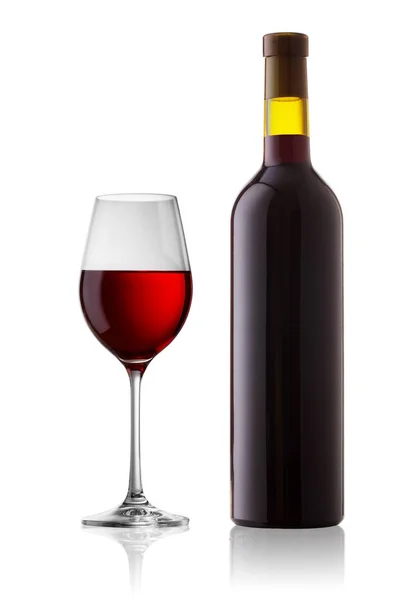 Glas und Flasche mit Rotwein — Stockfoto