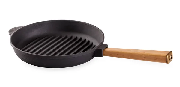 Cast-iron fry pan with wooden handle — Stock Photo, Image