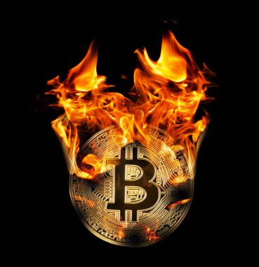 Yangın altın bitcoin içinde yanan