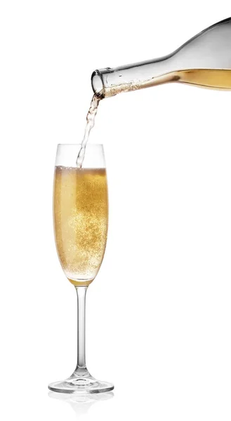 Strugach szampana z butelki szklane — Zdjęcie stockowe