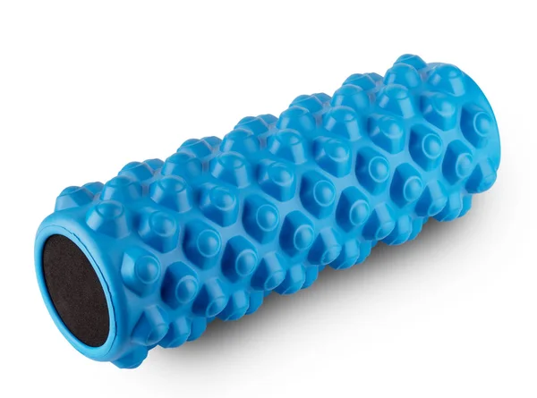 Athletic massage roller blue color — Stock Photo, Image