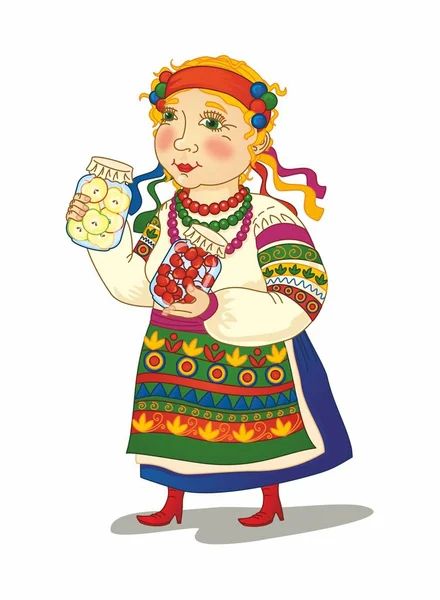 Hôtesse Ukrainienne Avec Confiture — Image vectorielle