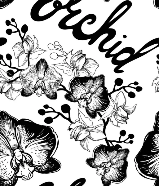 Άνθη ορχιδέες και γράμματα καλλιγραφία φράση — Διανυσματικό Αρχείο