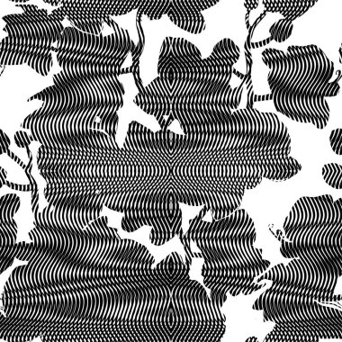 Dokulu çiçek siluetleriyle egzotik, pürüzsüz desen.