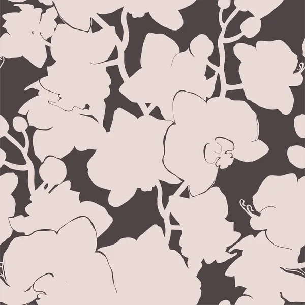 Patrón sin costura floral manchado con siluetas de flores tropicales — Archivo Imágenes Vectoriales