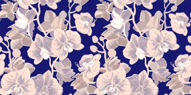 Pembe çiçek desenli tropikal çiçekli orkideler