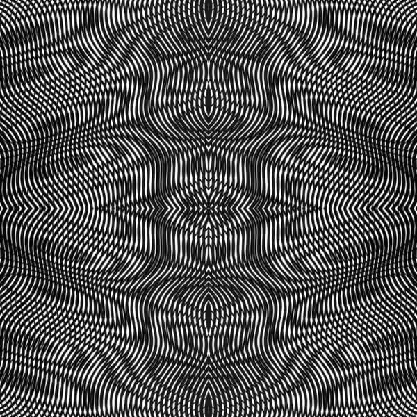 Moire effec symmetrisches Ornament. Vektor geometrische nahtlose Textur — Stockvektor