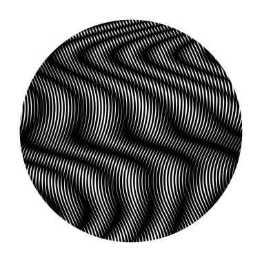 Siyah ve beyaz hipnotik doğrusal vektör yuvarlak şekil .