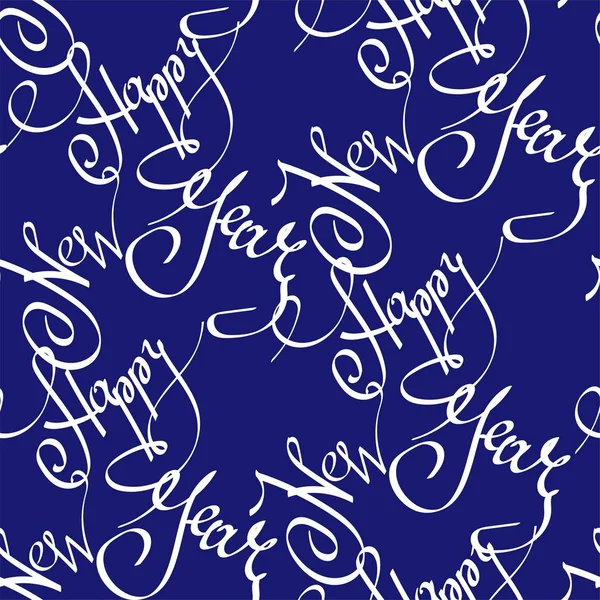Modèle sans couture avec lettrage blanc phrase Bonne année — Image vectorielle