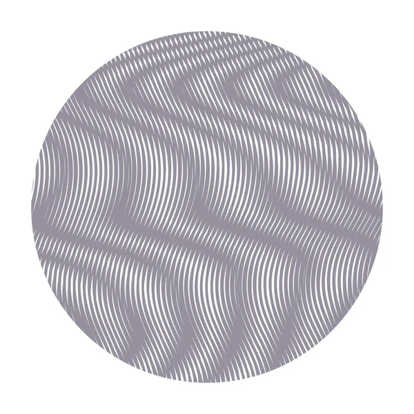 Monochrome vector circle with abstract linear wavy drawing. — ストックベクタ