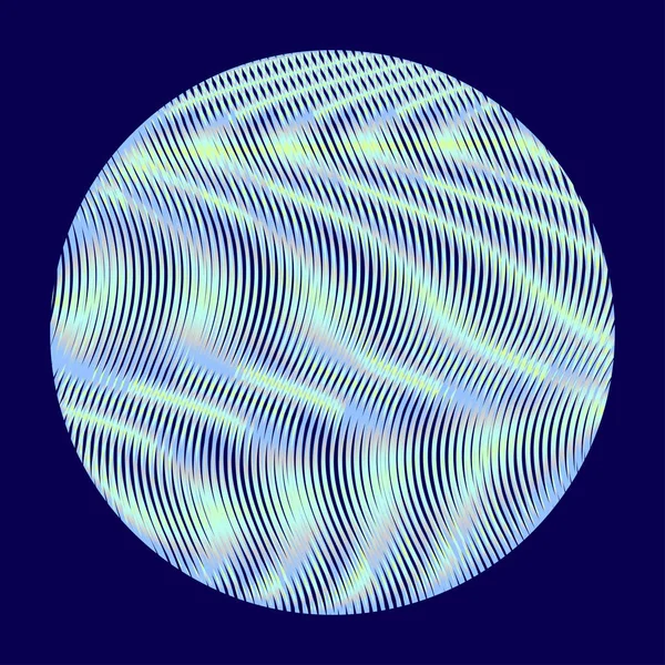 Gradient vector circle form with abstract linear wavy drawing. — ストックベクタ