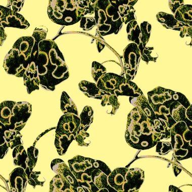Spotty orchid exotic tropical flower. Floral seamless pattern.