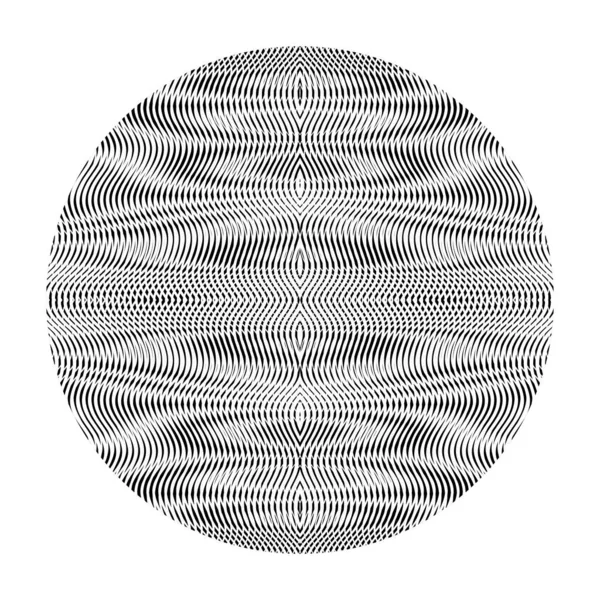 単色の光るベクトル円形の抽象的な線形波線画 — ストックベクタ