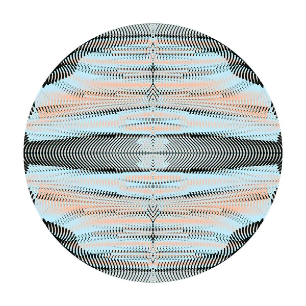 円の形で幾何学的対称線形装飾白孤立. — ストックベクタ