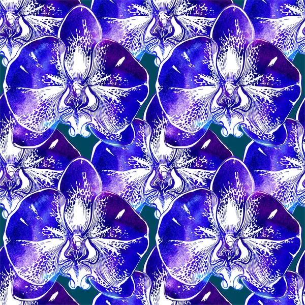 Floral nahtlose Aquarell bunte manuelle Grafik mit großen Blumen. — Stockfoto