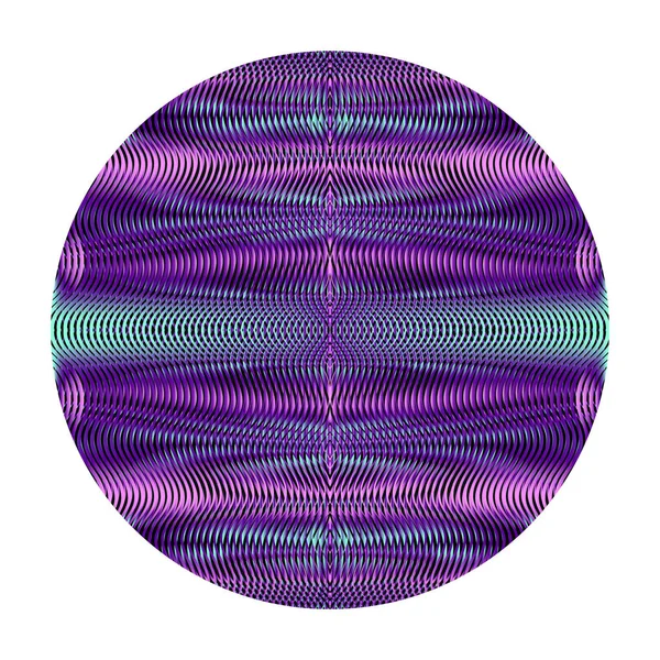 Forme vectorielle psychédélique ronde avec texture violette brillante ornementale linéaire — Image vectorielle