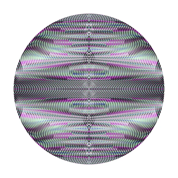 Forma redonda con textura simétrica ornamental gris de líneas onduladas . — Archivo Imágenes Vectoriales