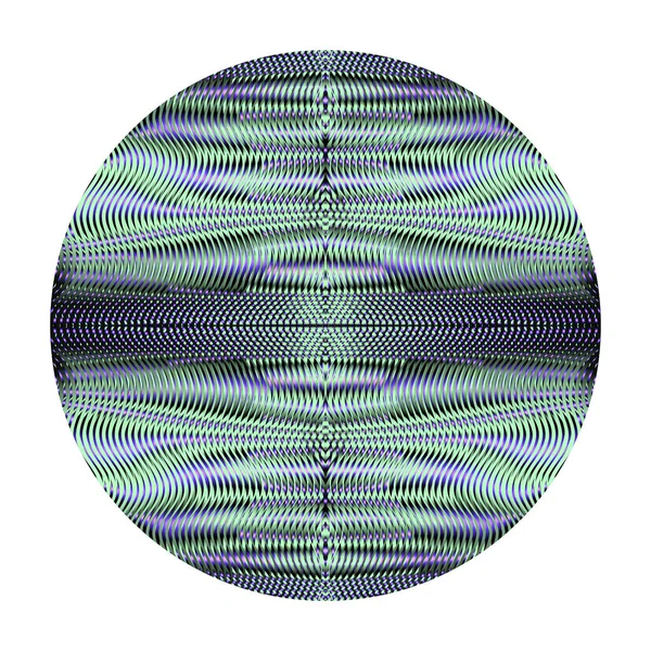 Cercle avec texture géométrique symétrique linéaire blanc isolé . — Image vectorielle