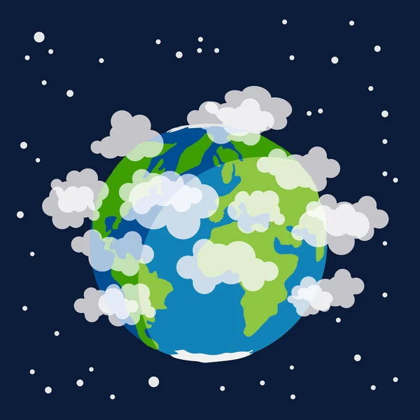 Planeta Terra Globo Terrestre Com Atmosfera Coberta Por Nuvens Gases — Vetor de Stock