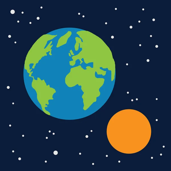 Земля Земной Шар Планета Земля Освещается Солнцем Пространстве Между Другими — стоковый вектор