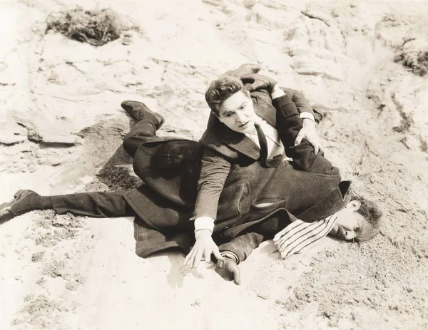 En fighting on sand — Stock Photo, Image
