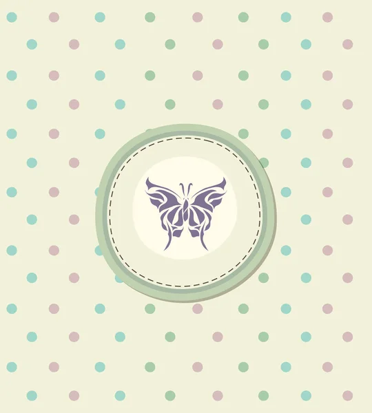 Karta pro dekorace album s fialovým motýlkem — Stockový vektor