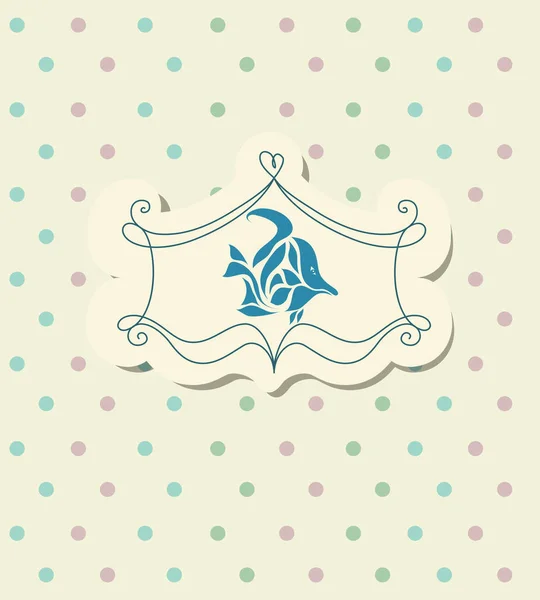 Kaart voor decoratie album met blauwe vis — Stockvector