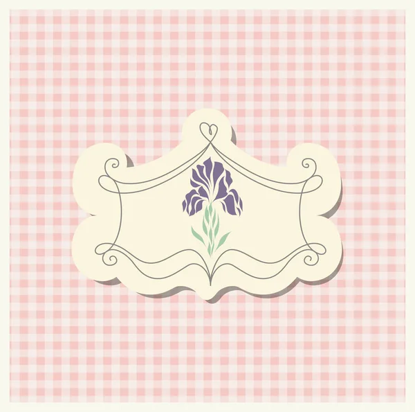 Romantische scrapbooking sjabloon met paarse iris — Stockvector