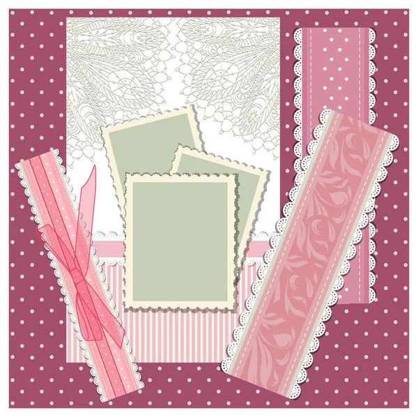 Modelo de scrapbooking para álbum infantil —  Vetores de Stock