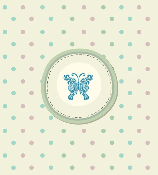 Card for decoration album with blue butterfly — Stock Vector