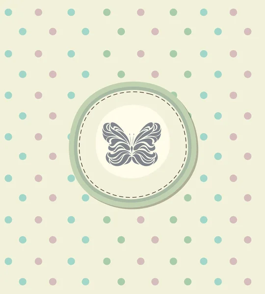 Kaart voor decoratie album met grijze vlinder — Stockvector