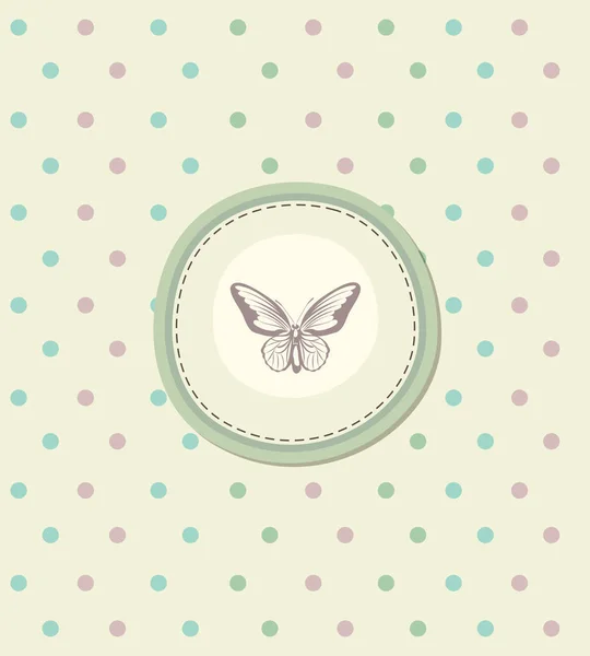 Card for decoration album with beige butterfly — Stock Vector