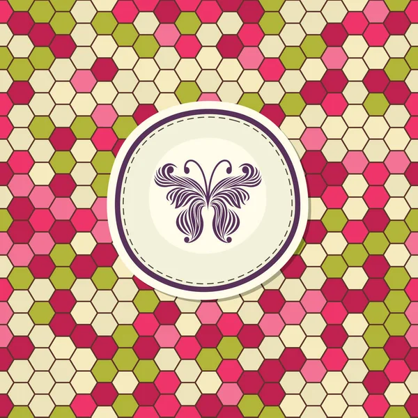 Tarjeta para álbum de decoración con mariposa garabato — Vector de stock