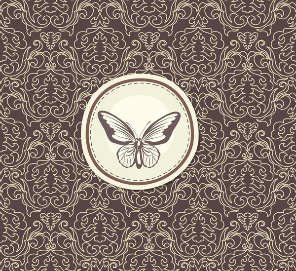 Tarjeta para álbum de decoración con mariposa garabato — Vector de stock