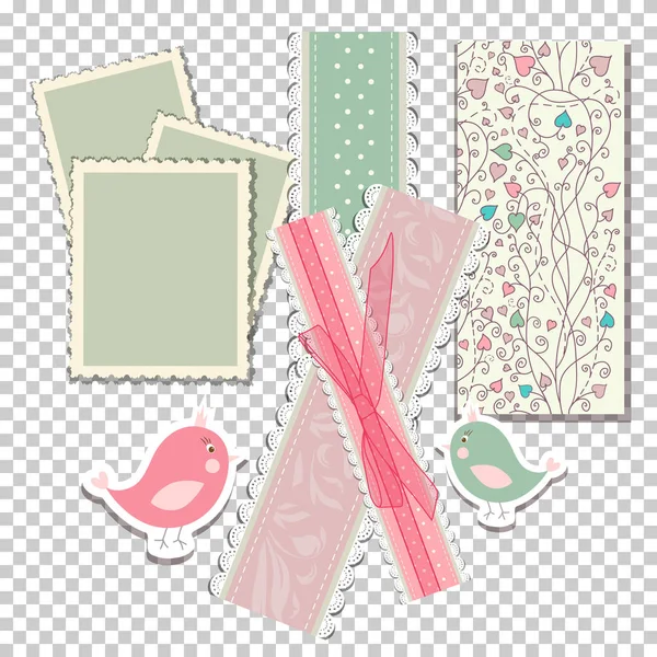 Plantilla de scrapbooking para la tarjeta de ducha del bebé — Vector de stock