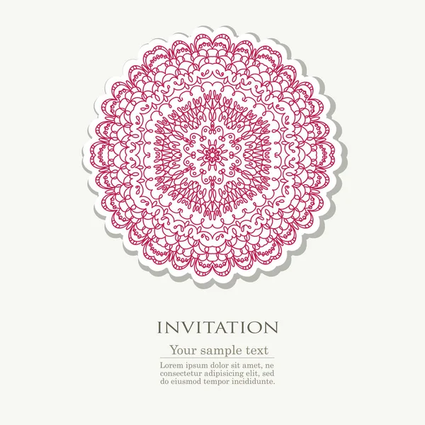 Invitación con mandala carmesí — Vector de stock