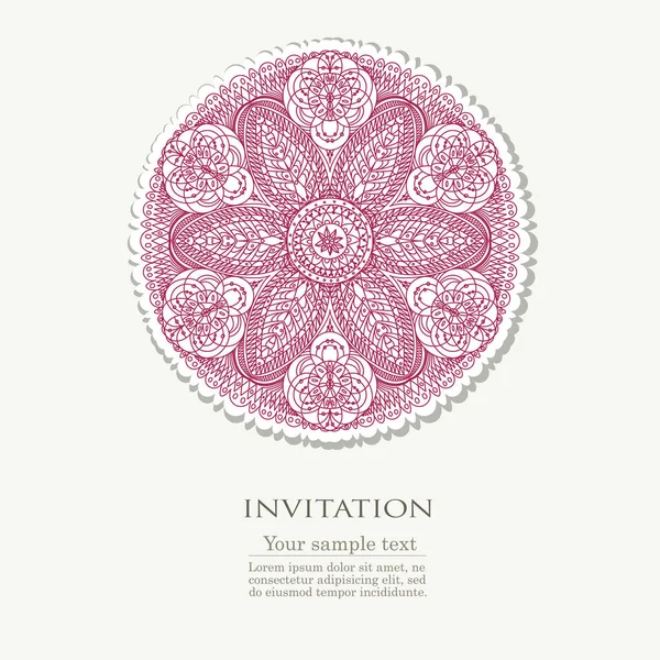 Einladung mit purpurrotem Mandala — Stockvektor