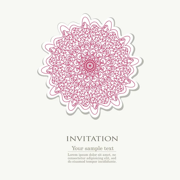 Carte d'invitation avec broderie florale rouge — Image vectorielle