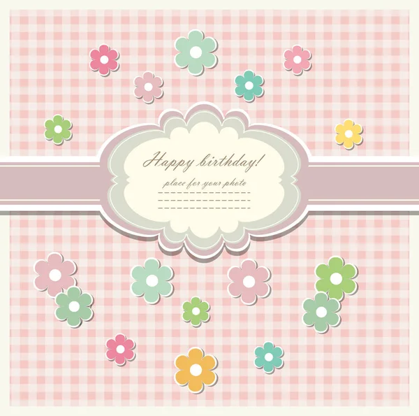 Plantilla scrapbooking con flores de colores — Vector de stock