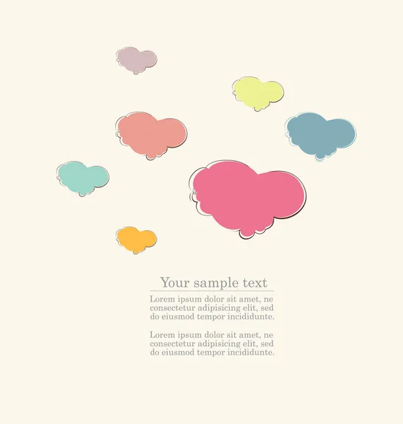 Carte de vœux vintage avec nuages colorés — Image vectorielle