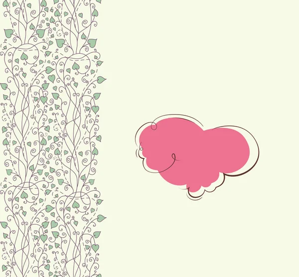 Ρομαντικό θραύσματα με ροζ σύννεφο και καρδιές — Διανυσματικό Αρχείο