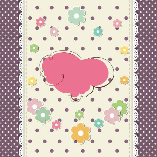 Vintage greeting card with pink cloud — Stock Vector