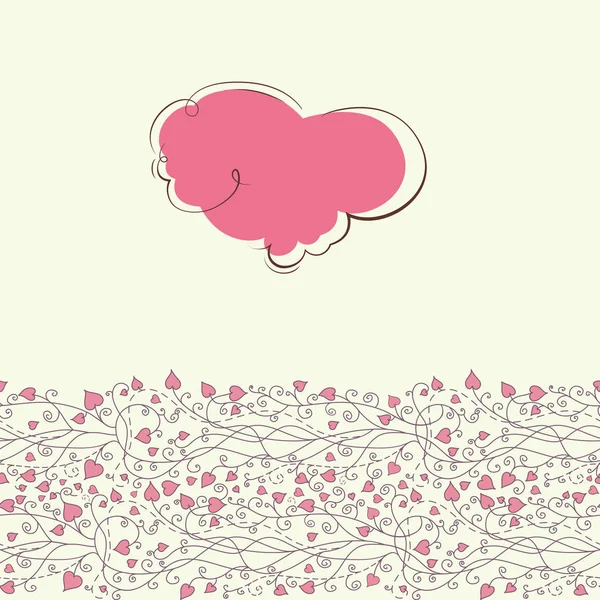 Romantic scrap with pink cloud and hearts — Stock Vector