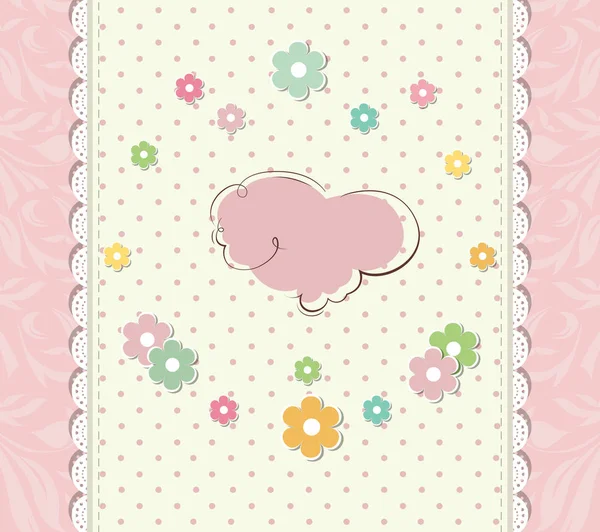 Vintage greeting card with pink cloud — Stock Vector