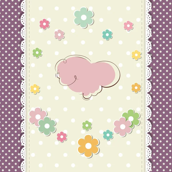 Tarjeta de felicitación vintage con nube rosa — Vector de stock